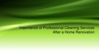 Importance of Professional Cleaning Services After a Home Renovation