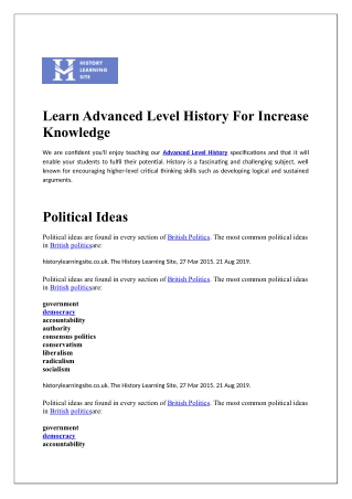 Learn Advanced Level History For Increase Knowledge