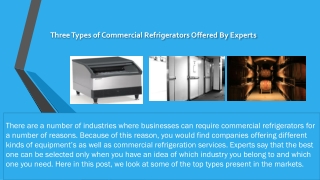 Three Types of Commercial Refrigerators Offered By Experts