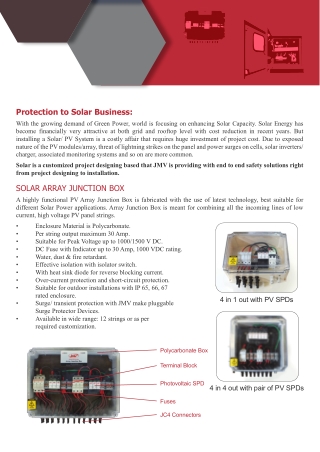 PV Junction Box Connects all the Incoming Lines and Deriving One output