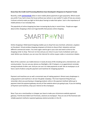 Know How the Credit Card Processing Machines have Developed in Response to Payment Trends