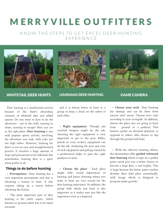 Know the Steps to get excel deer hunting experience