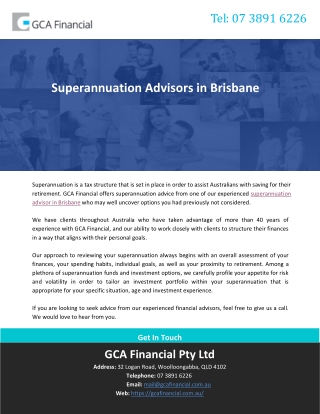 Superannuation Advisors in Brisbane