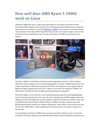 How well does AMD Ryzen 5 3400G work on Linux