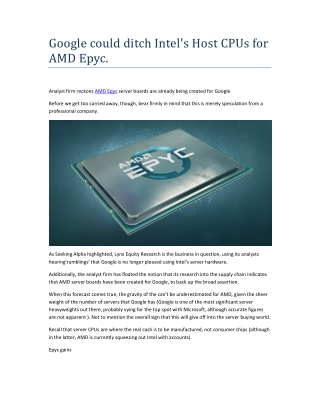 Google could ditch Intel's Host CPUs for AMD Epyc.