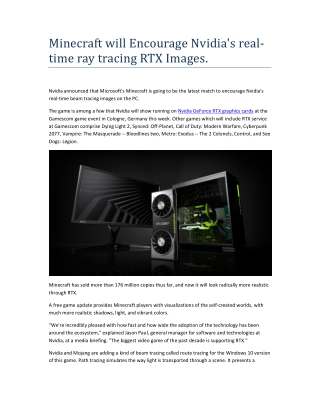Minecraft will Encourage Nvidia's realtime ray tracing RTX Images