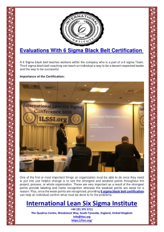 Evaluations With 6 Sigma Black Belt Certification