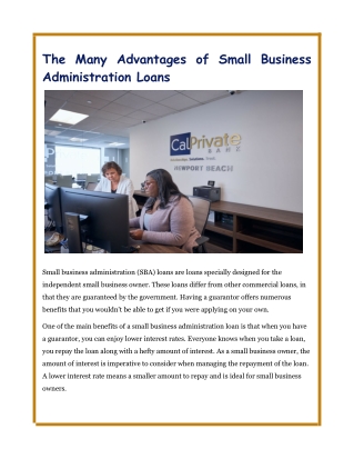 The Many Advantages of Small Business Administration Loans