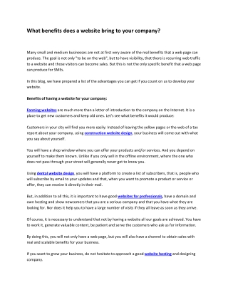 What benefits does a website bring to your company?