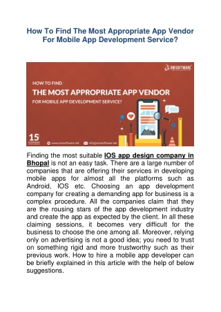 How To Find The Most Appropriate App Vendor For Mobile App Development Service?