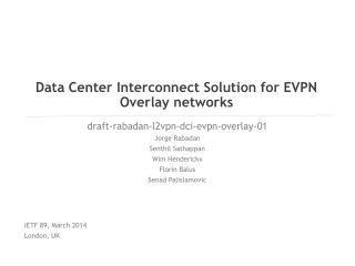 Data Center Interconnect Solution for EVPN Overlay networks