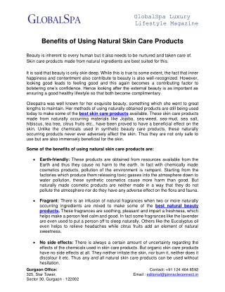 Benefits of Using Natural Skin Care Products