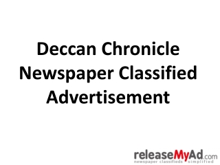 Deccan Chronicle Newspaper Advertisement.