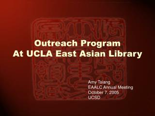 Outreach Program At UCLA East Asian Library