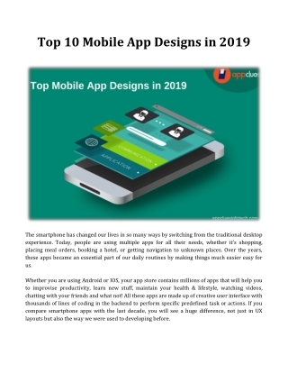 Top 10 Mobile App Designs in 2019