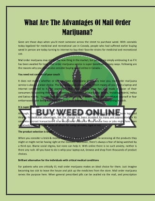 What Are The Advantages Of Mail Order Marijuana?