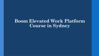 Boom Elevated Work Platform Course in Sydney