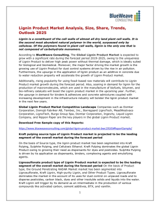 Global Lignin Product Market Insights and Forecast to 2025