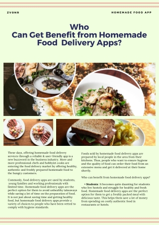 Zvonr: Who Can Get Benefit from Homemade Food Delivery Apps?