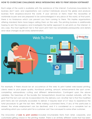 HOW TO OVERCOME CHALLENGES WHILE INTEGRATING WEB TO PRINT DESIGN SOFTWARE?