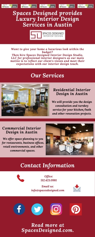 Spaces Designed provides Luxury Interior Design Services in Austin
