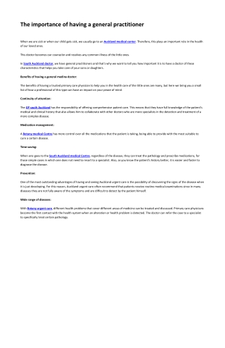 The importance of having a general practitioner