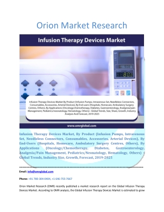 Infusion Therapy Devices Market: Global Market Size, Industry Trends, Leading Players, Market Share and Forecast 2019-20