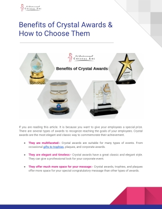 Benefits of Crystal Awards and How to Choose Them