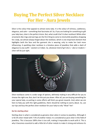 Buying The Perfect Silver Necklace For Her - Aura Jewels