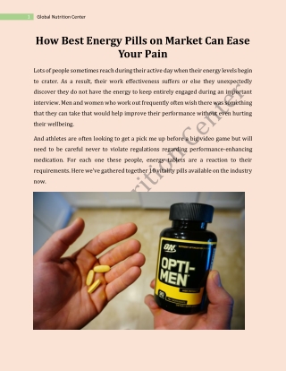 How Best Energy Pills on Market Can Ease Your Pain
