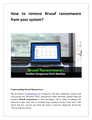 Brusaf ransomware | Effective Virus Removal Guidelines