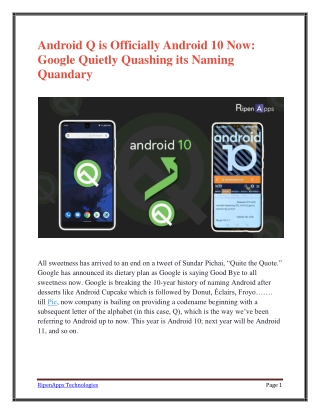 Android Q is Officially Android 10 Now: Google Quietly Quashing its Naming Quandary