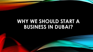 WHY WE SHOULD START A BUSINESS IN DUBAI?