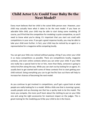 Child Actor LA: Could Your Baby Be the Next Model?