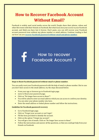 How to Recover Facebook Account Without Email?