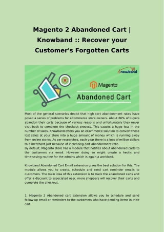 Magento 2 Abandoned Cart | Knowband :: Recover your Customer's Forgotten Carts