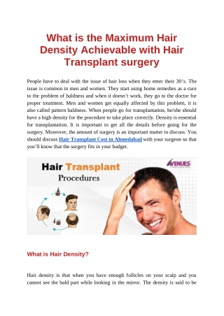 What is the Maximum Hair Density Achievable with Hair Transplant surgery