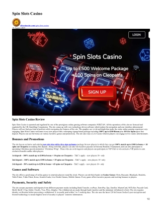 Spin Slots Casino - Best New Online Slots Casino Site in UK 2019