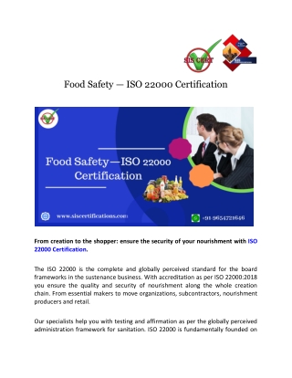 Food Safety — ISO 22000 Certification