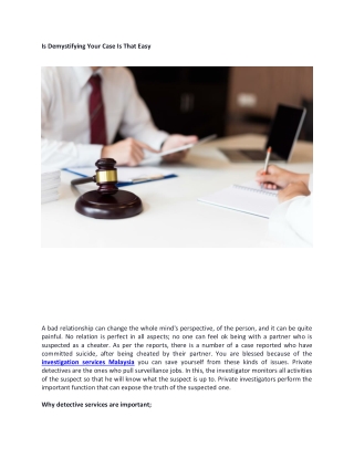 Is Demystifying Your Case Is That Easy