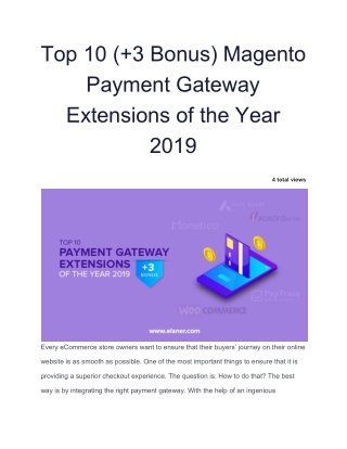 Top 10 ( 3 Bonus) Magento Payment Gateway Extensions of the Year 2019