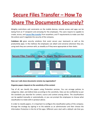 Secure Files Transfer – How To Share The Documents Securely?