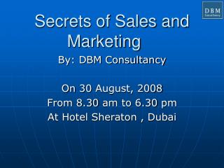 Secrets of Sales and Marketing