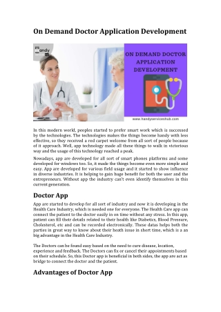 On Demand Doctor Booking App Development Company