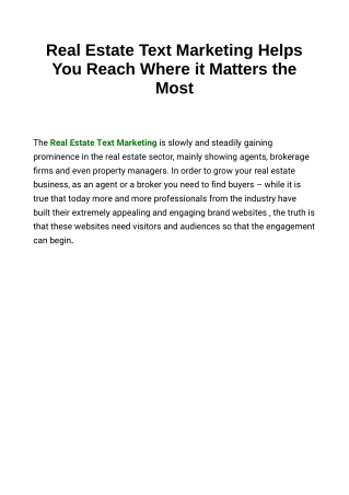 Real Estate Text Marketing Helps You Reach Where it Matters the Most