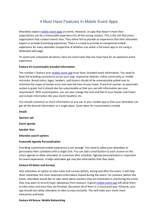 4 Must-Have Features In Mobile Event Apps