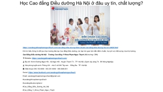 Học Cao đẳng Điều dưỡng Hà Nội ở đâu uy tín, chất lượng?