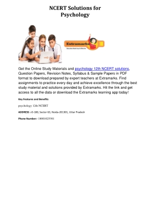 NCERT Solutions for Psychology