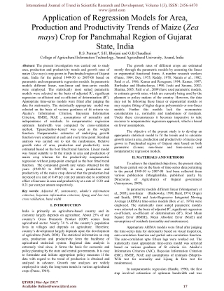 Application of Regression Models for Area, Production and Productivity Trends of Maize (Zea mays) Crop for Panchmahal Re