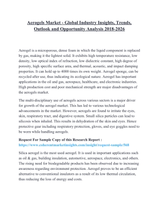 Aerogels Market - Global Industry Insights, Trends, Outlook and Opportunity Analysis 2018-2026